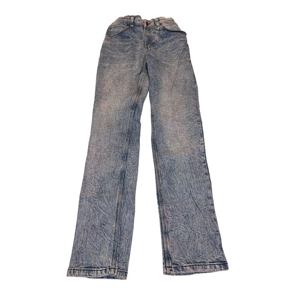 Wrangler Boys Adj. Waist Flex Jeans Size 16 Slim Fit Custom Pink Acid Wash - Picture 1 of 6